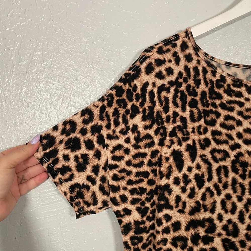 Soma Intimates Women M Animal Leopard Print Pajama Shirt Top Loungewear Cozy